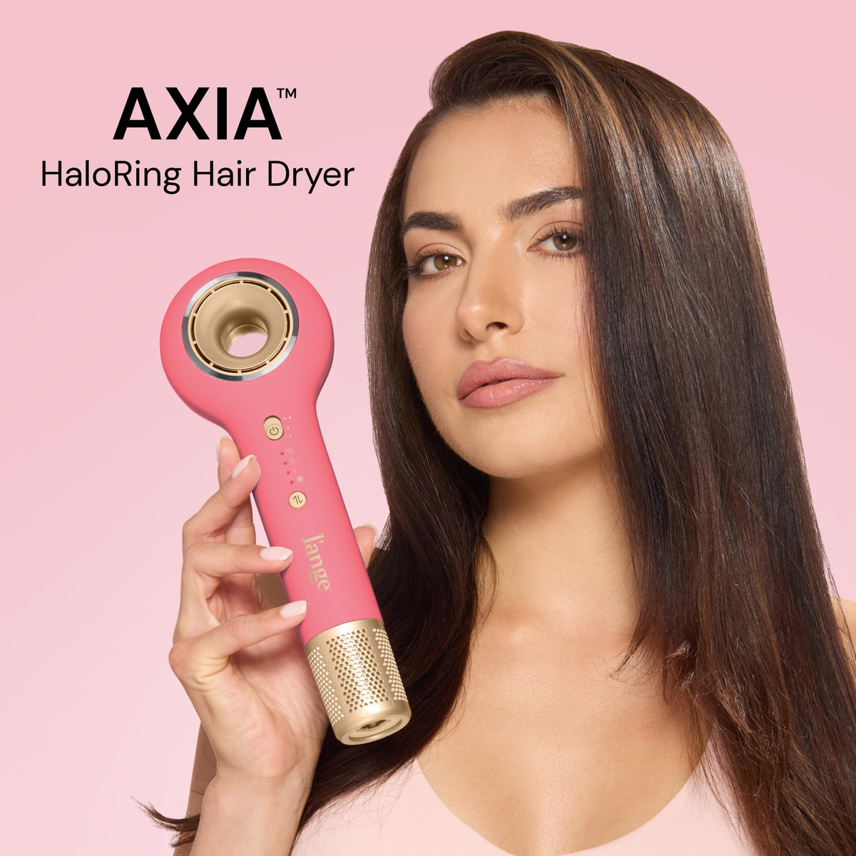 L'ANGE HAIR magnetic concentrator attachment on Axia HaloRing for targeted styling control