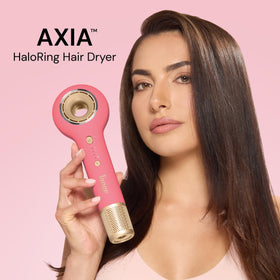 L'ANGE HAIR magnetic concentrator attachment on Axia HaloRing for targeted styling control