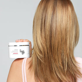 L'ANGE HAIR label close-up showing keratin and borage oil ingredients
