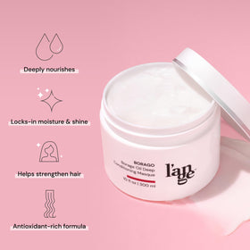 L'ANGE HAIR texture close-up of creamy mask highlighting rich hydration