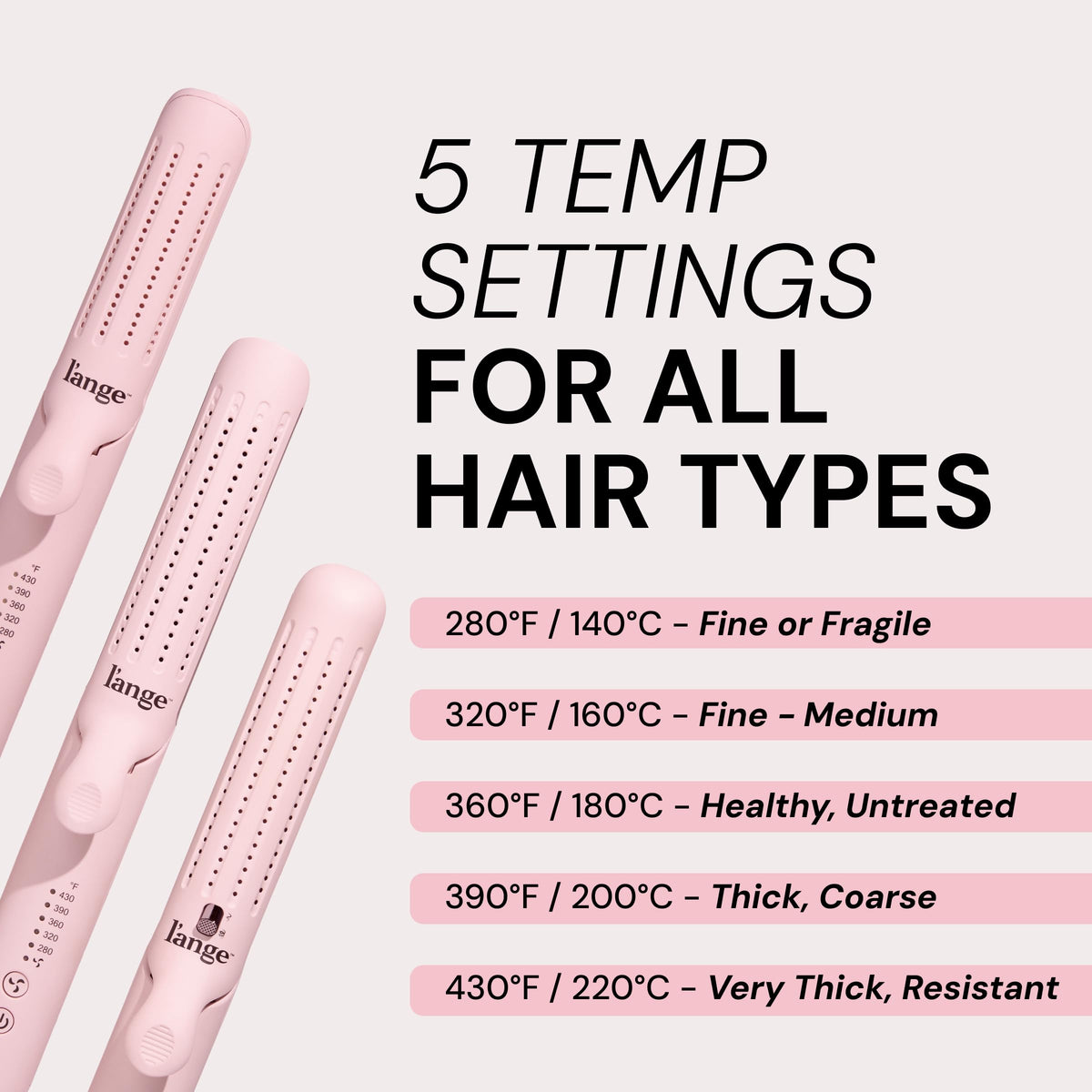 L'ANGE HAIR 360° airflow vents detail rapidly cool and set curls to lock in style