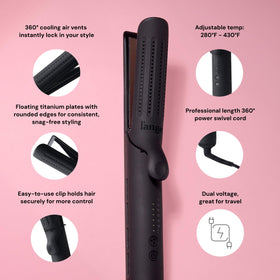 L'ANGE HAIR airflow vent detail illustrating cooling system to set curls quickly
