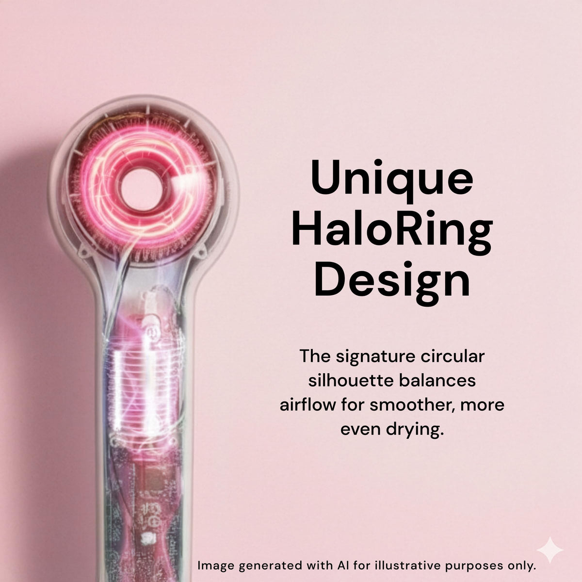 L'ANGE HAIR Axia HaloRing side profile highlighting lightweight balanced design for reduced arm fatigue
