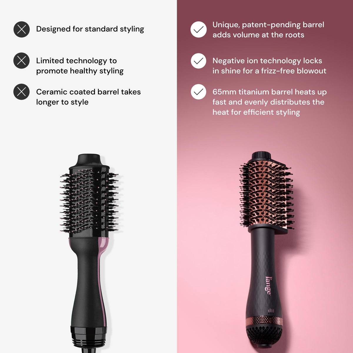 L'ANGE HAIR bristles and vents detail delivering smooth airflow and detangling benefit