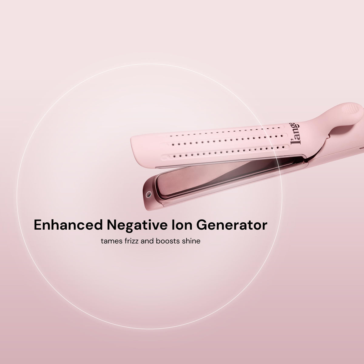 L'ANGE HAIR control panel close-up displaying heat settings for precise temperature control