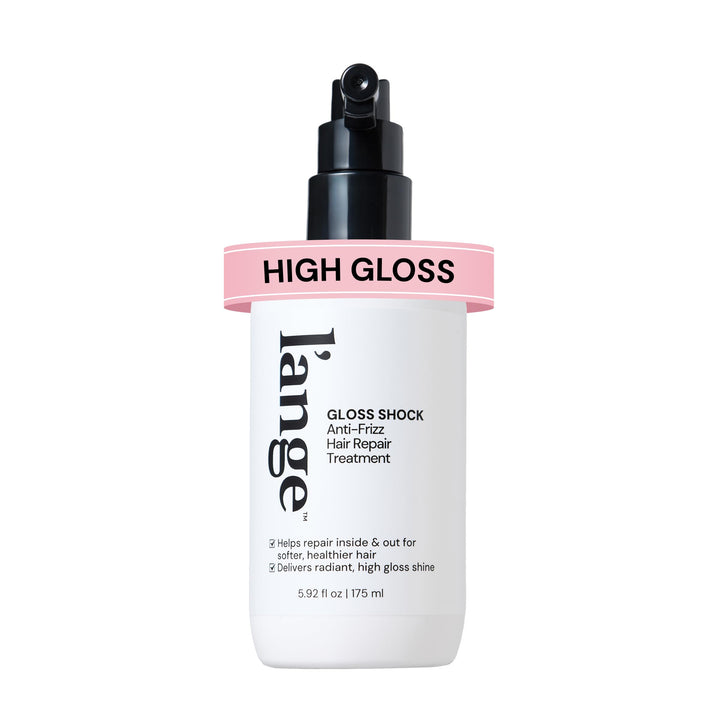 L'ANGE HAIR front bottle view showing packaging and benefit of professional smoothness