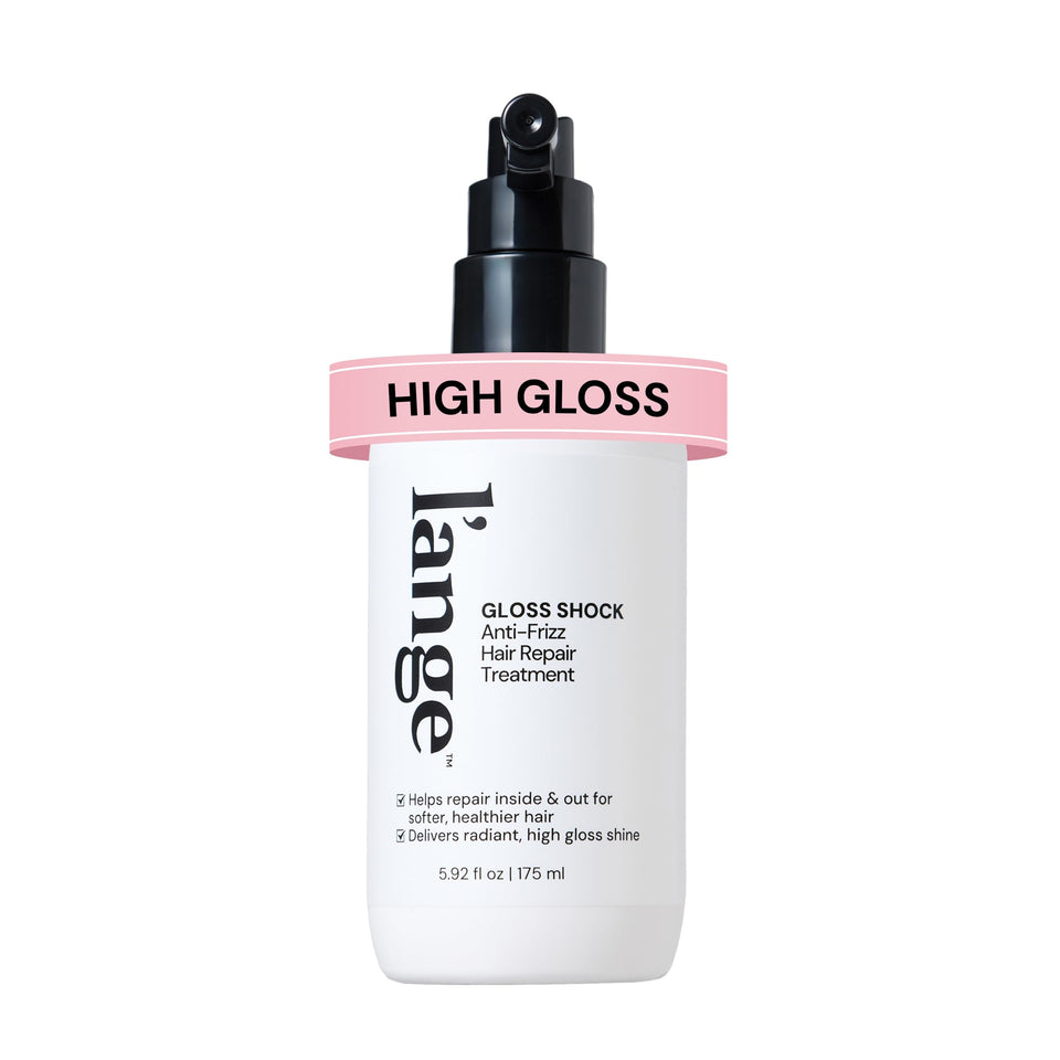 L'ANGE HAIR front bottle view showing packaging and benefit of professional smoothness