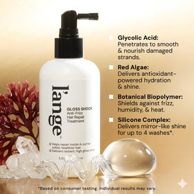 L'ANGE HAIR spray used with blowdryer illustrating heat-activated smoothing effect