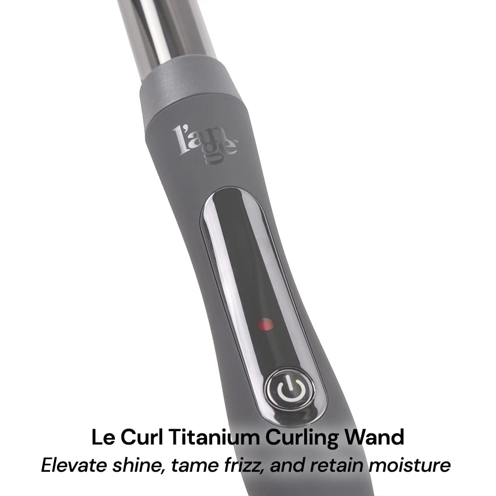 L'ANGE HAIR wand in use creating tight curls on long hair for salon-quality results