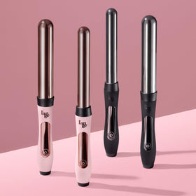 L'ANGE HAIR wand beside ruler and 6-ft cord showing size and tangle-free swivel benefit