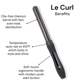 L'ANGE HAIR titanium barrel close-up highlighting smooth surface for even heat delivery