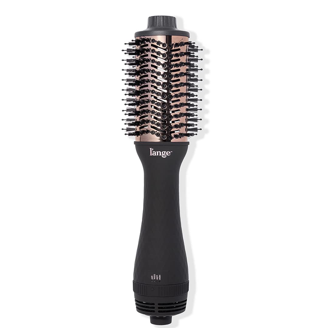 L'ANGE HAIR Le Volume front view showing sleek black body and controls for quick styling
