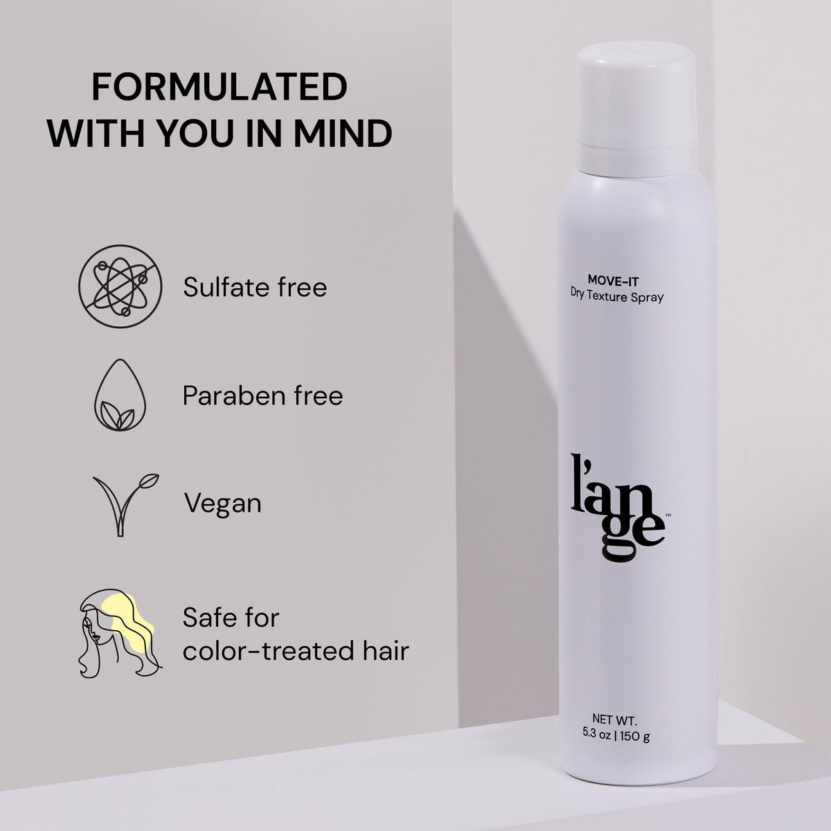 L'ANGE HAIR can in hand to show portable size and easy carry convenience