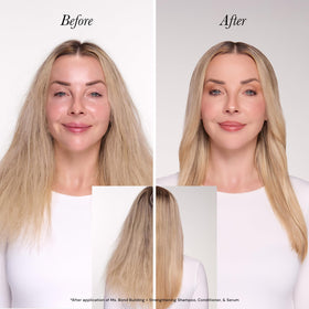 L'ANGE HAIR before and after split ends showing reduced breakage and stronger hair