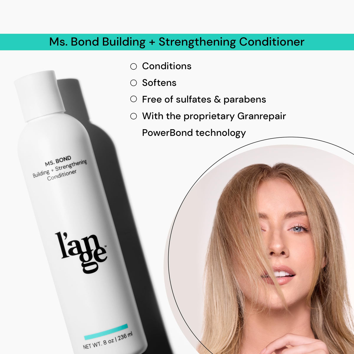 L'ANGE HAIR conditioner texture being poured to show smooth consistency and hydration