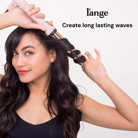 L'ANGE HAIR wand styling loose beach waves on long hair for glossy finish