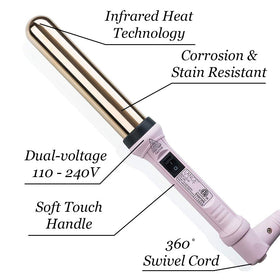 L'ANGE HAIR close-up of titanium barrel highlighting smooth surface for even heat