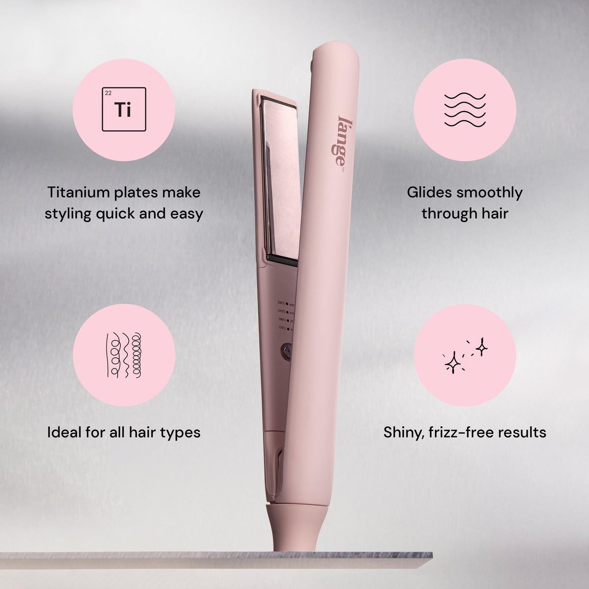 L'ANGE HAIR close-up of titanium plates displaying smooth surface for even heating