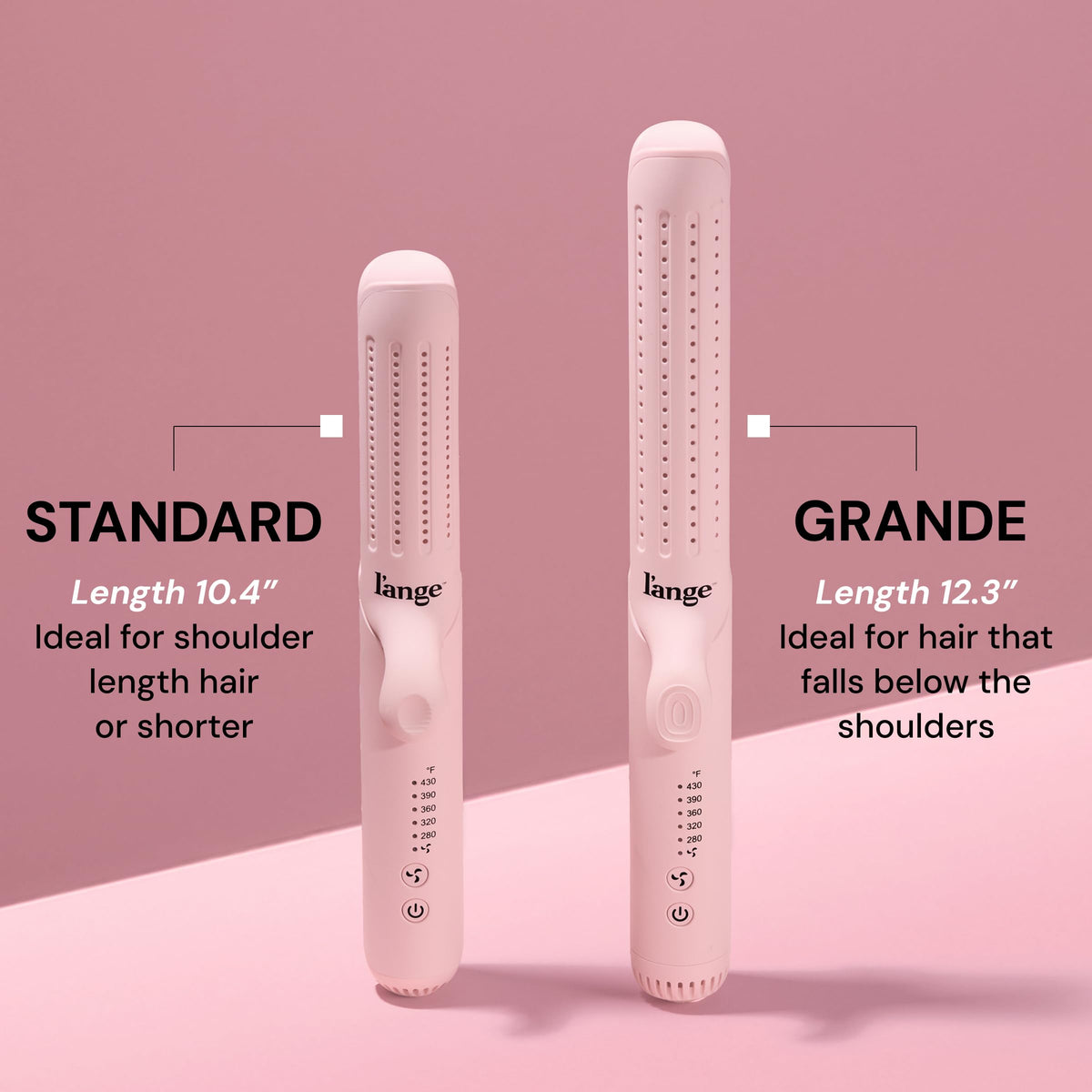 L'ANGE HAIR close-up of extended titanium plates for fast, snag-free styling