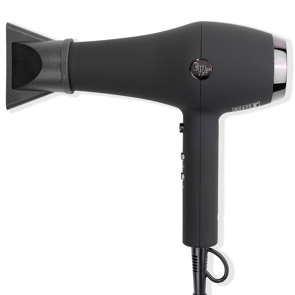 L'Ange Hair Soleil front view showing sleek black design and ergonomic handle for comfortable use