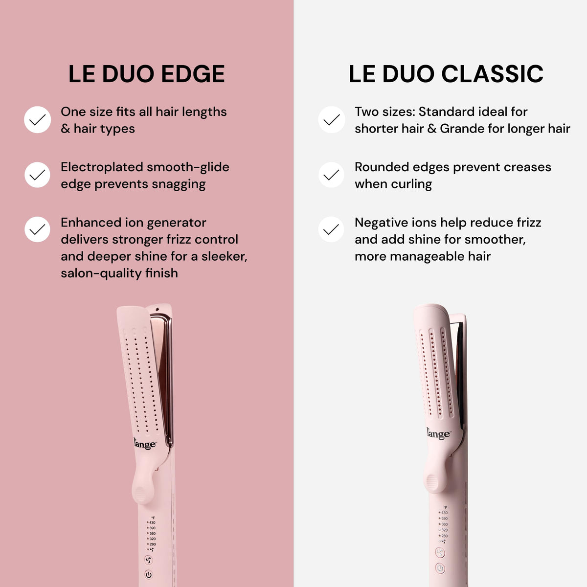 L'ANGE HAIR styler held in hand to show size and ergonomic grip for comfortable styling