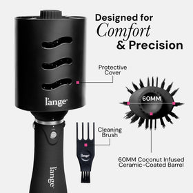 L'ANGE HAIR control labels and buttons close-up enabling easy heat and cool-shot control
