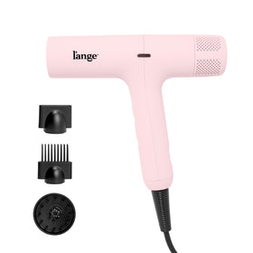 L'ANGE HAIR front view of HauteAir dryer showing sleek blush finish and ergonomic handle for comfort