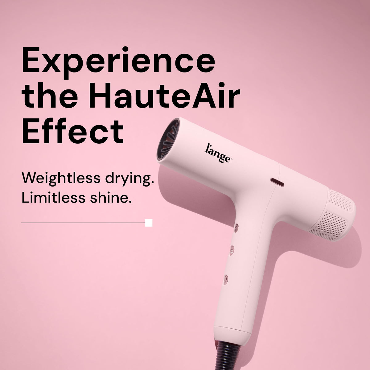 L'ANGE HAIR close-up of LED display showing precise heat and speed for repeatable styling control