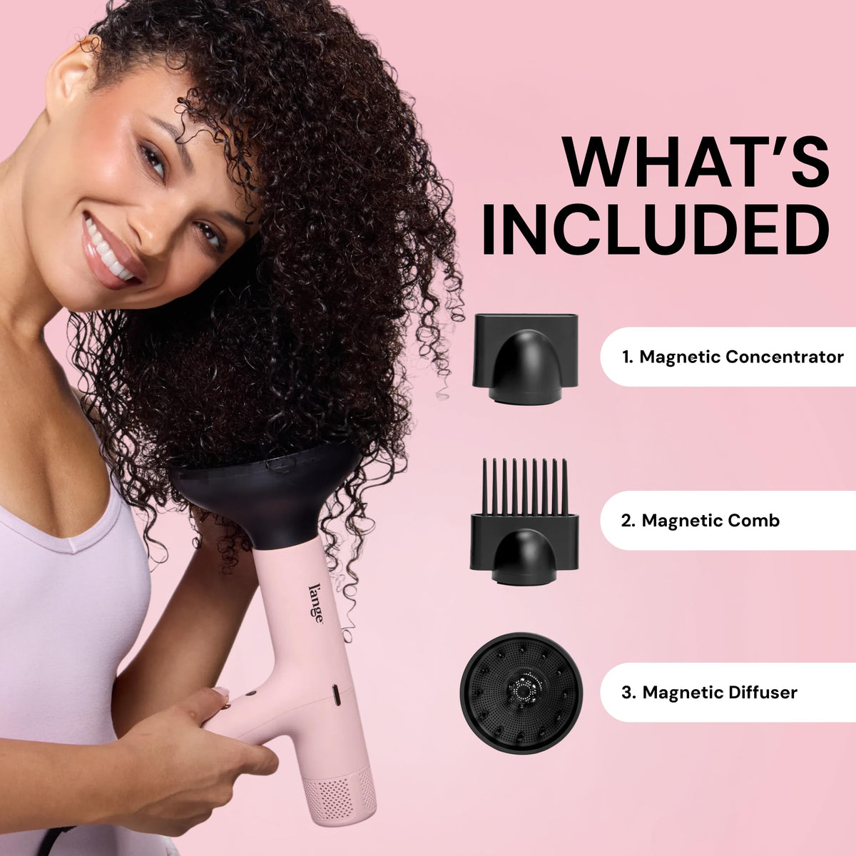 L'ANGE HAIR dryer in a bathroom setting demonstrating professional performance in home styling