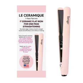 L'ANGE HAIR front view of blush flat iron showing sleek design and fast styling benefit