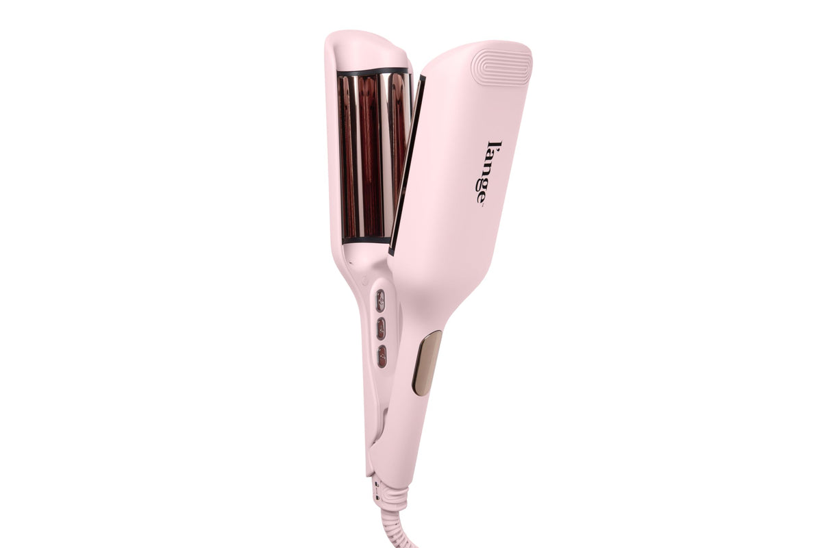 L'ANGE HAIR SculptWaver front view showing blush finish and ergonomic design benefit