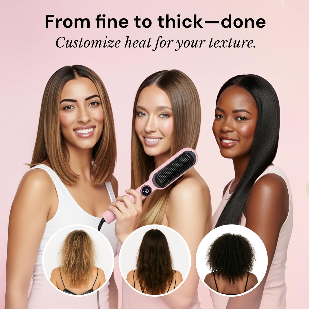 L'ANGE HAIR anti-scald bristles detail protecting scalp while preventing burns and tangles