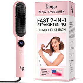 L'ANGE HAIR front view of Smooth It brush showing ergonomic design and power button, fast styling