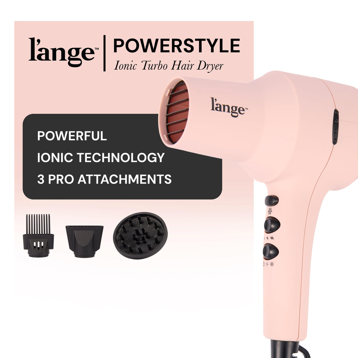 L'ANGE HAIR close-up of soft-touch handle for comfortable ergonomic grip