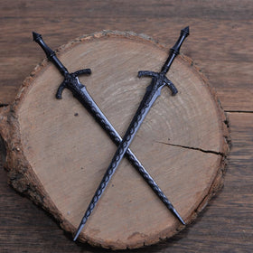 LANGHONG two sword pins side-by-side showing pair included for styling