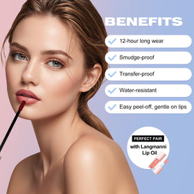 LANGMANNI application on lips demonstrating clean definition and fill