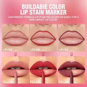 LANGMANNI filled lips with matte velvet finish, showing long-lasting color