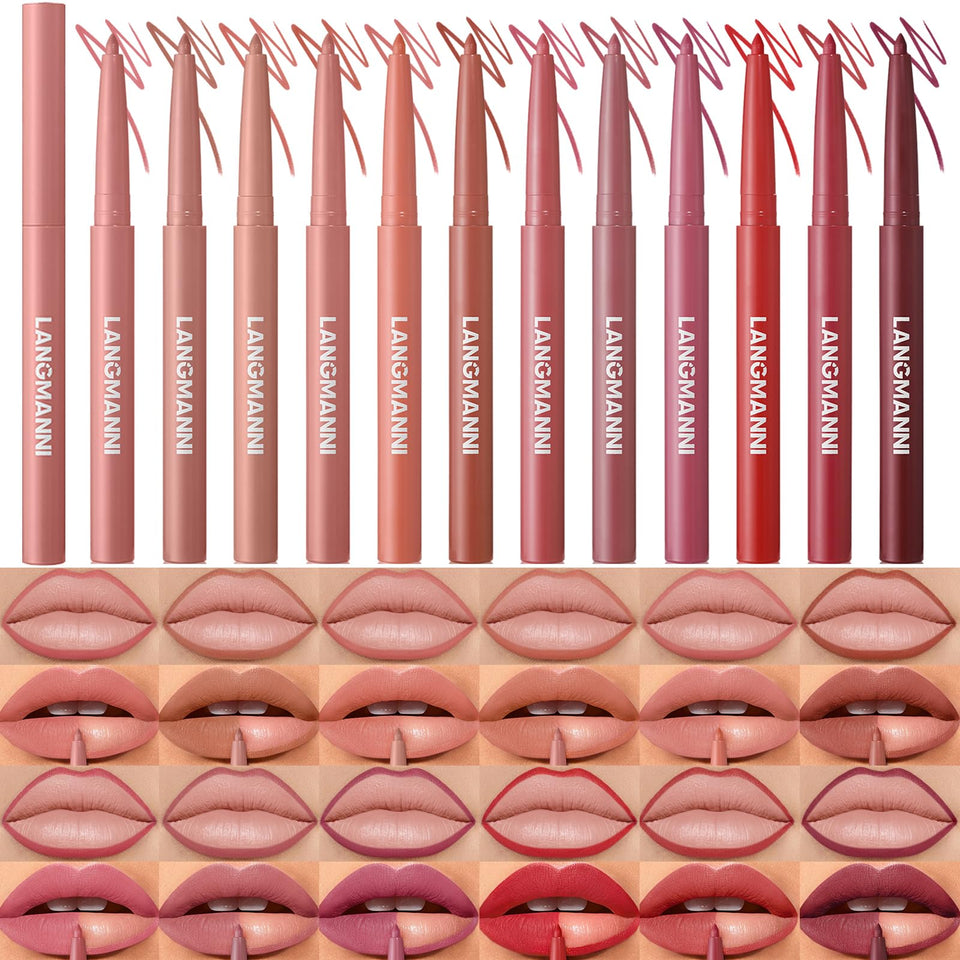 LANGMANNI front packaging showing 12 lip liners, compact and travel-ready
