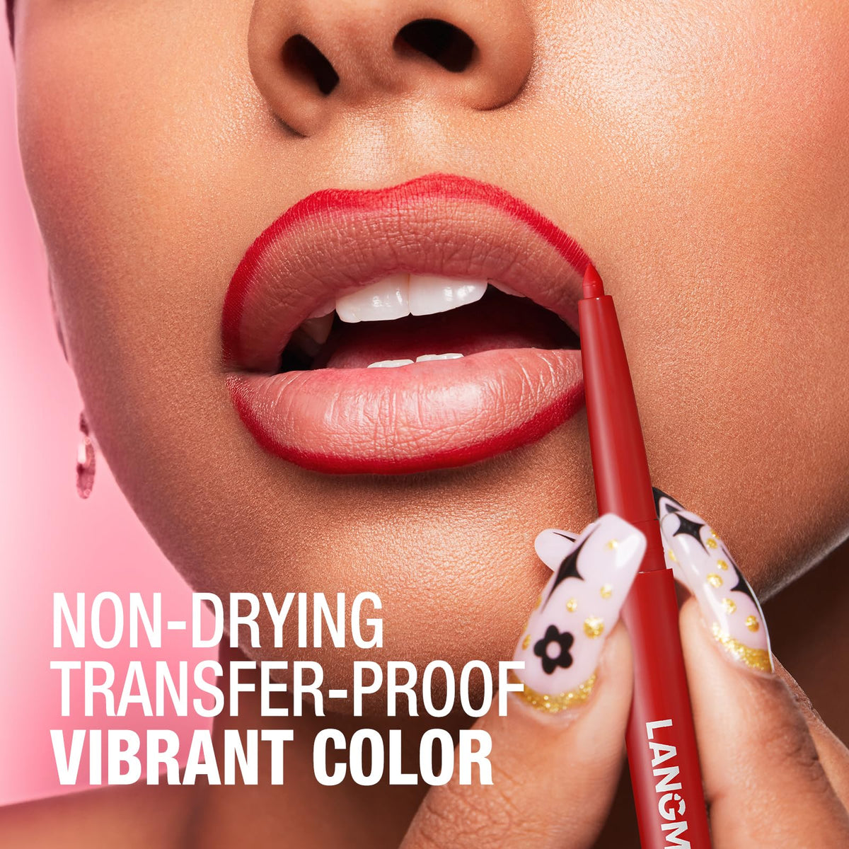 LANGMANNI label and shade names visible, easy shade selection benefit