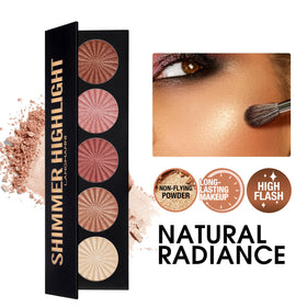 LANGMANNI palette open with five baked pans demonstrating shade range