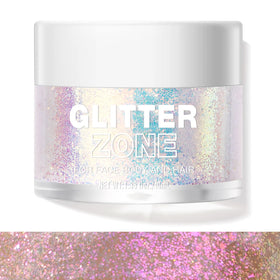 LANGMANNI open jar close-up of holographic gel texture, showing even shimmer and easy pickup