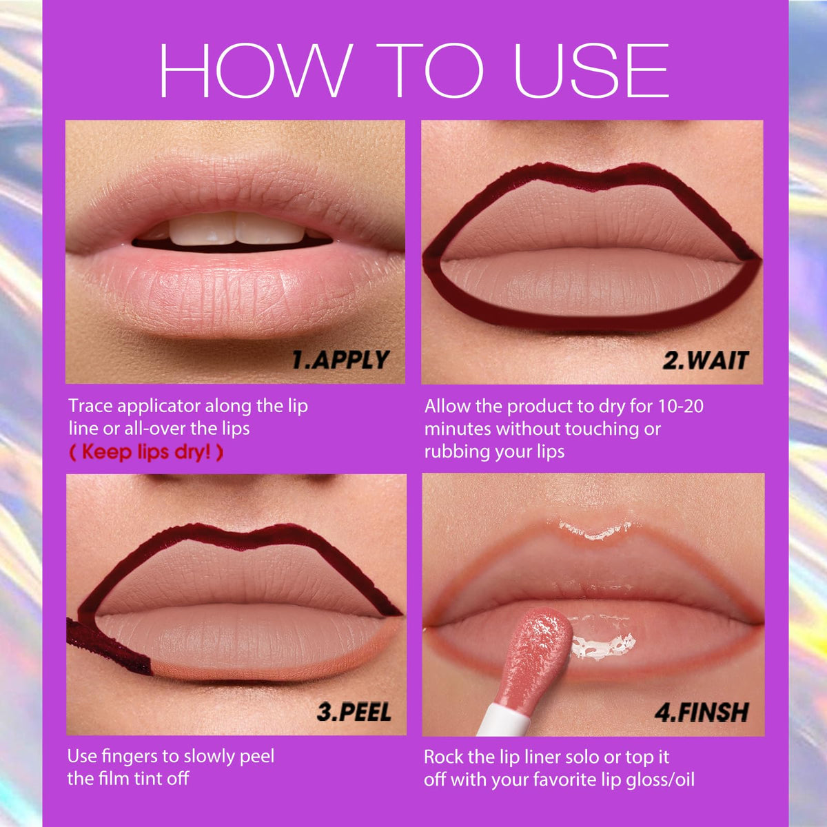 LANGMANNI stained lips close-up showing vibrant matte result
