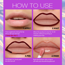 LANGMANNI stained lips close-up showing vibrant matte result