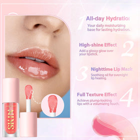 LANGMANNI lips before and after use, shows hydrated luminous finish