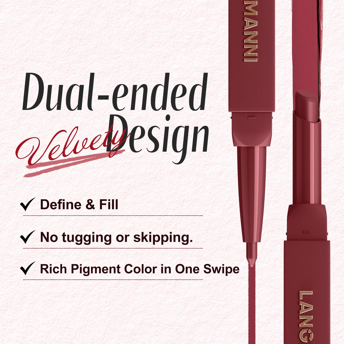 LANGMANNI texture swatch on arm showing velvet matte payoff