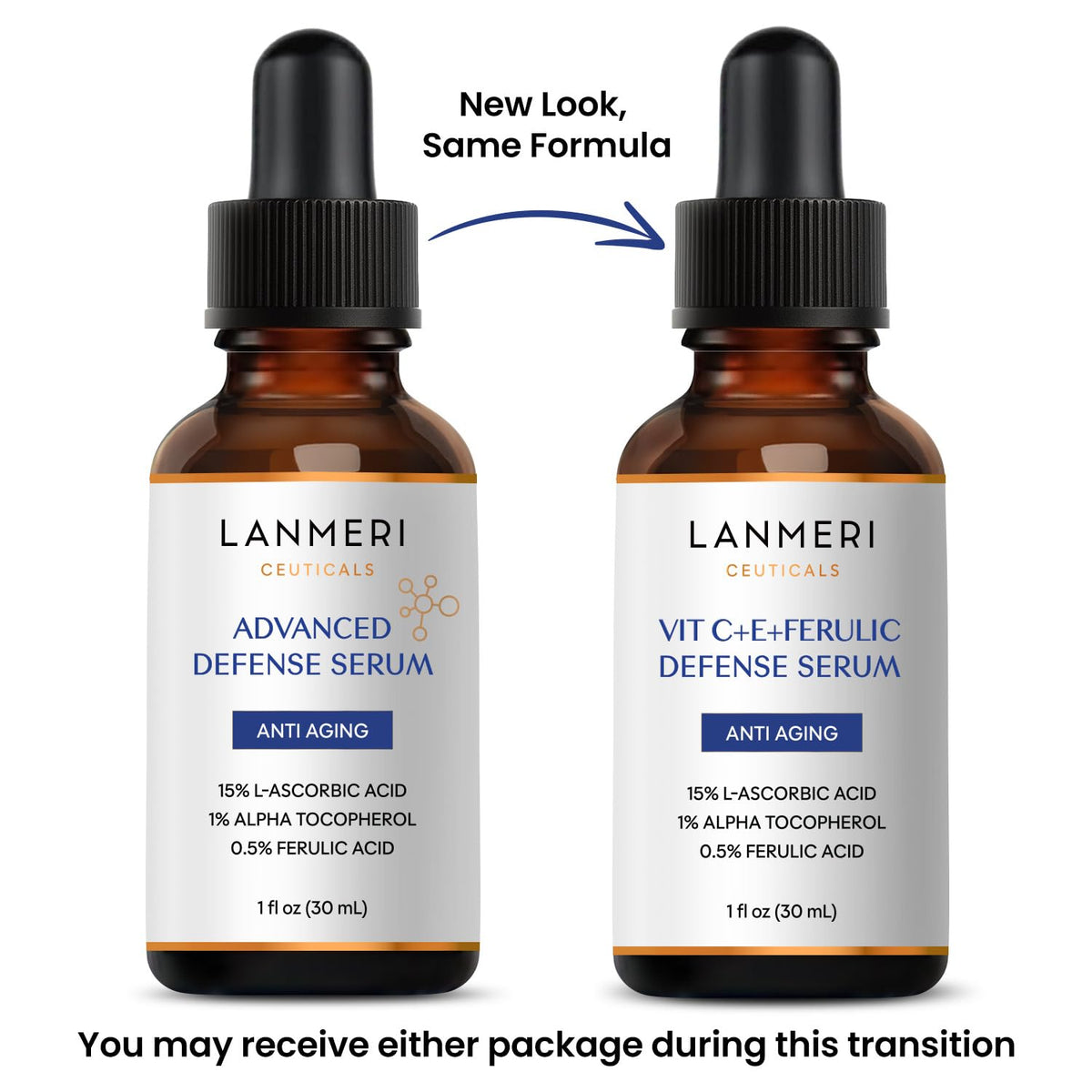 Lanmeri amber airless pump top protecting vitamin C potency