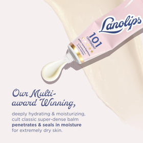 Lanolips applied to lips demonstrating hydration and softened texture