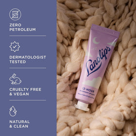 Lanolips product label close-up with ingredients list, reassures active content