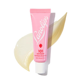 Lanolips strawberry front tin showing compact portable balm
