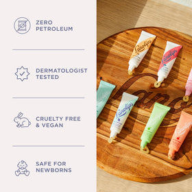Lanolips strawberry ingredient label highlighting clean formula